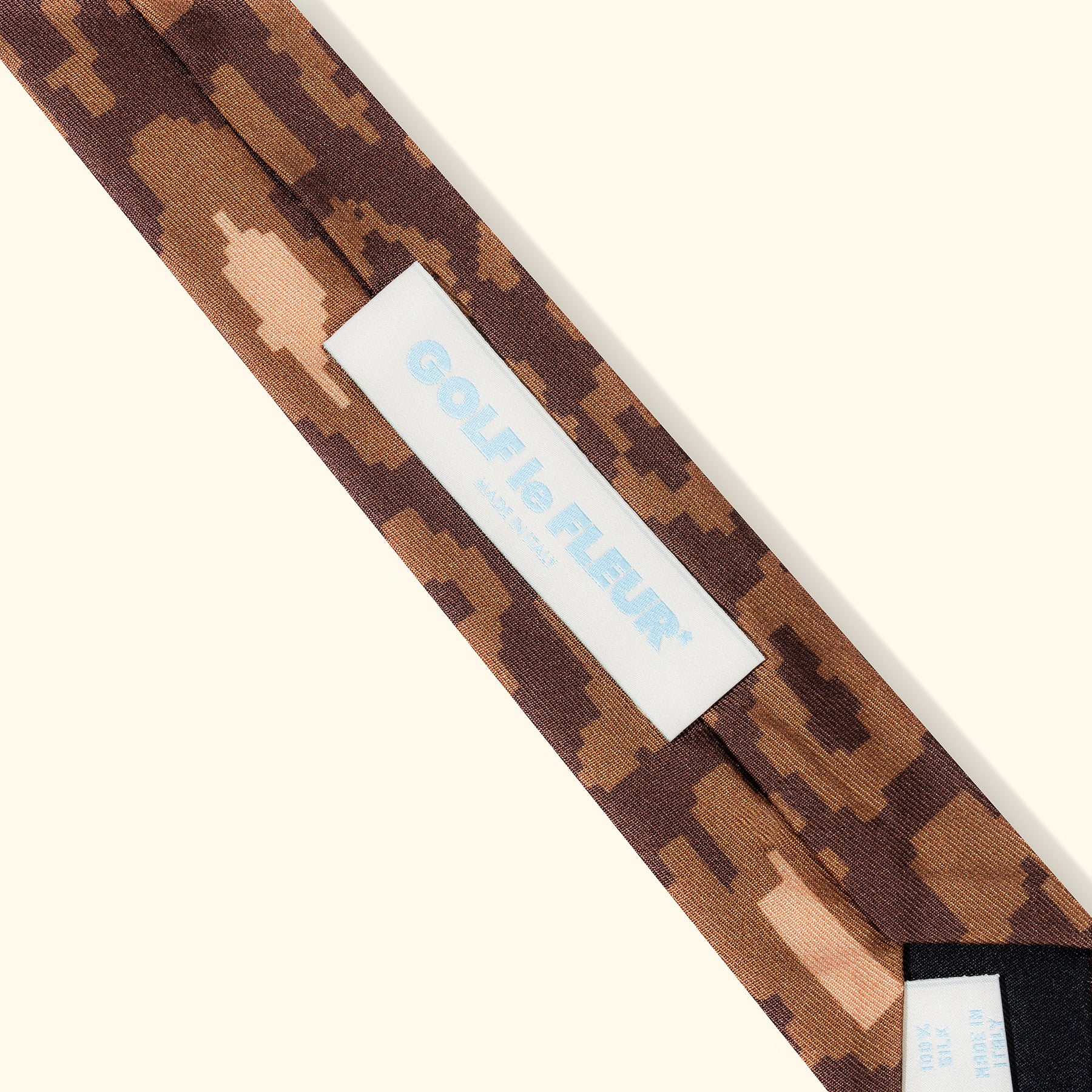 Fleur Camo Wide Silk Tie Brown - Image 2